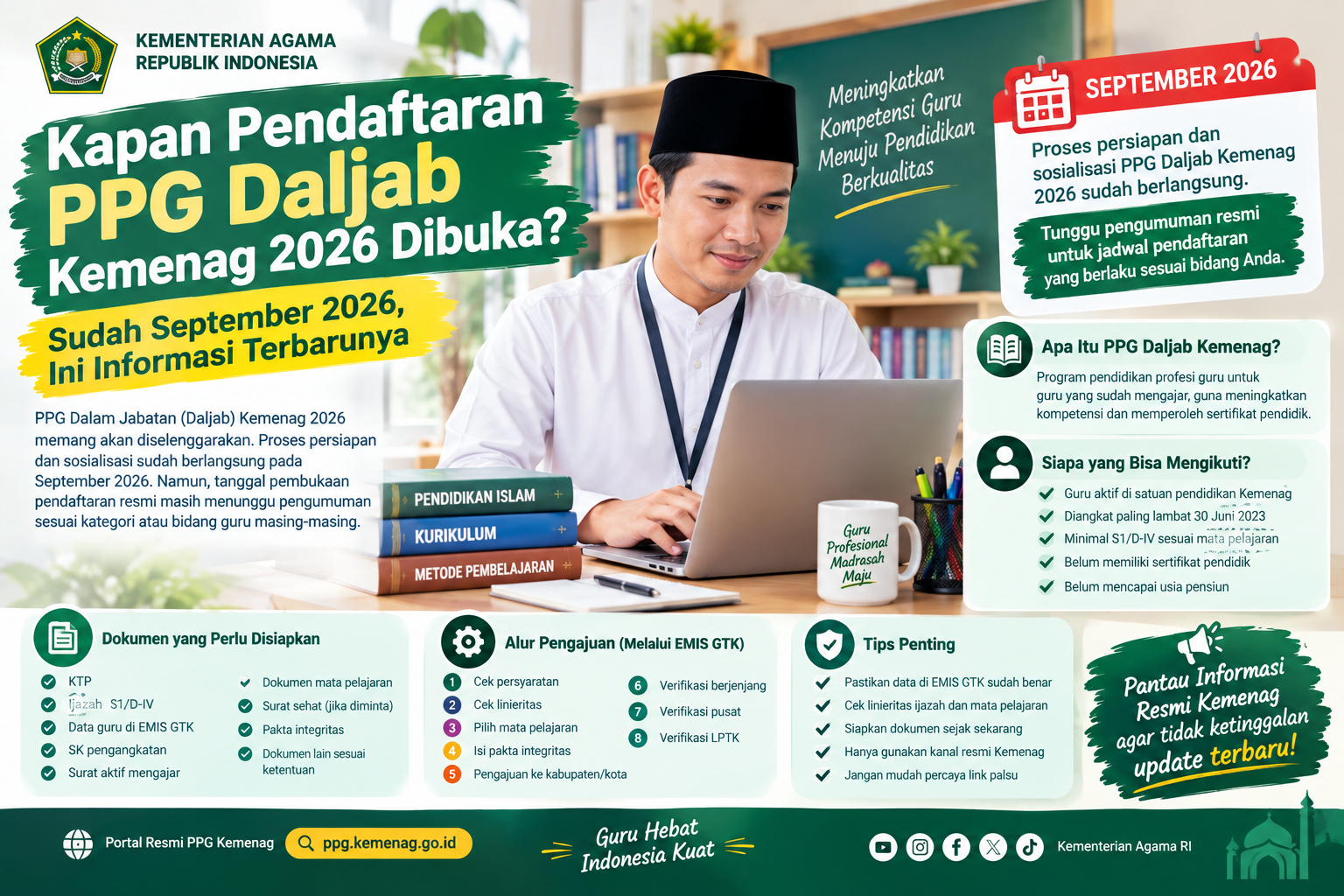 Kapan Pendaftaran PPG Daljab Kemenag 2026 Dibuka?